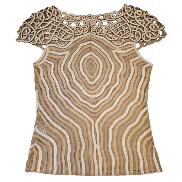 Vintage • OBSTINEE by IKA • 80s • Crochet Ribbon Fitted Blouse - Picture 2 of 9